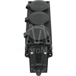 Колодка MultiSet 3х розетка 2К+З 16А/250В IP44 каучуковая черн. SE MST4103BK