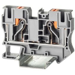Клемма проходная зажим push-in 2 точки подключения 10кв.мм сер. DKC VPR-10-GY