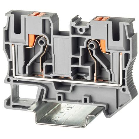 Клемма проходная зажим push-in 2 точки подключения 10кв.мм сер. DKC VPR-10-GY