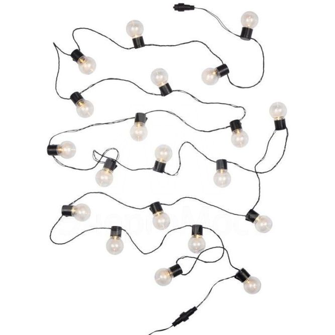 Гирлянда светодиодная &amp;quot;Лофт&amp;quot; 5м 20LED тепл. бел. 1.2Вт IP20 провод ПВХ черн. Neon-Night 303-066