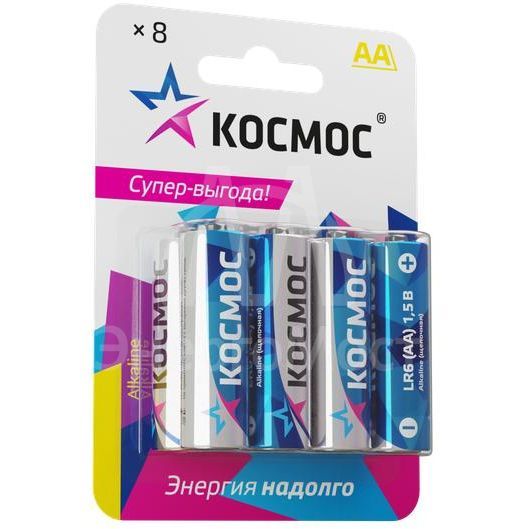 Элемент питания алкалиновый AA/LR06 BP-8 (блист.8шт) КОСМОС KOCLR6BL8