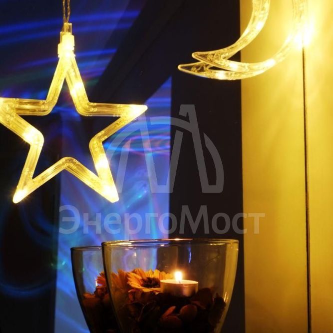 Фигура светодиод. &amp;quot;Звездочка&amp;quot; на присоске (батарейки 3хААА в компл.) 8LED 185х185х10мм тепло-бел. 1Вт 4.5В IP20 NEON-NIGHT 501-011