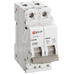 Выключатель автоматический модульный 2п 50А C 4.5кА ВА 47-63N PROxima EKF M634250C