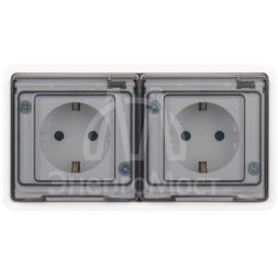 Розетка Эксперт 11-2524-01 2х2P+E гориз. IP55 шторки 16А-250В СУ бел. Эра Б0063254