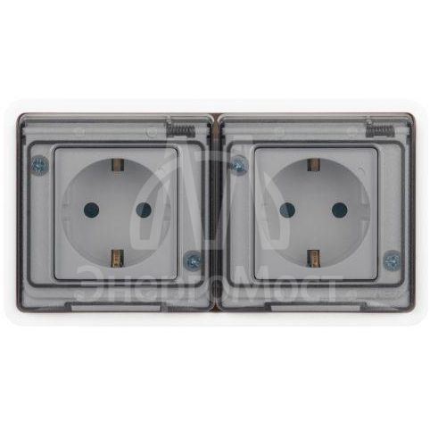 Розетка Эксперт 11-2524-01 2х2P+E гориз. IP55 шторки 16А-250В СУ бел. Эра Б0063254
