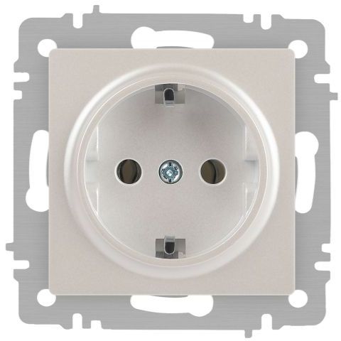 Розетка 1-м СП Accent 6-202-06 16А IP20 250В 2P+E Schuko перламутр. Intro Б0063695
