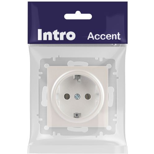 Розетка 1-м СП Accent 6-202-06 16А IP20 250В 2P+E Schuko перламутр. Intro Б0063695