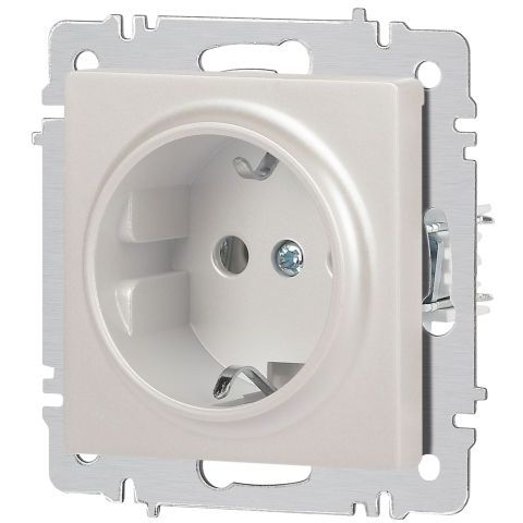 Розетка 1-м СП Accent 6-202-06 16А IP20 250В 2P+E Schuko перламутр. Intro Б0063695