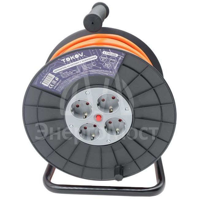 Удлинитель на катушке 4х50м с заземл. 16А IP20 3х1.5 TOKOV ELECTRIC TKE-SK50-15-Z