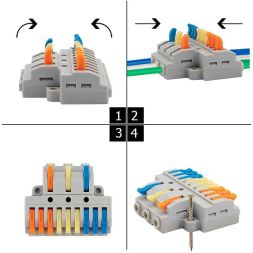 Клемма СМК 3х3 проходная разветвительная 3 полюса с монтажной площадкой (1 ввод 3 вывода на полюс) (уп.4шт) Rexant 07-5232-04