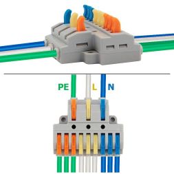 Клемма СМК 3х3 проходная разветвительная 3 полюса с монтажной площадкой (1 ввод 3 вывода на полюс) (уп.4шт) Rexant 07-5232-04