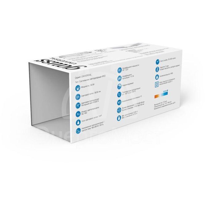 Светильник светодиодный UNIVERSAL 36Вт 6500К IP65 3630лм 1170х60х55 линейный с возможностью соединения в линию матов. GAUSS 843425336