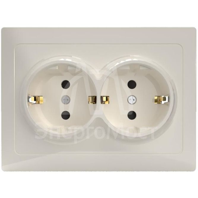 Розетка 2-м СП Pixel 16А IP20 с заземл. защ. шторки в сборе беж. TOKOV ELECTRIC TKE-PX-R2FZSF-C02