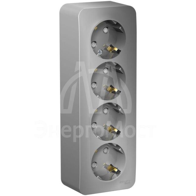 Розетка 4-м ОП BLANCA 16А 250В защ. шторки с заземл. изол. пласт. алюм. SchE BLNRA011413