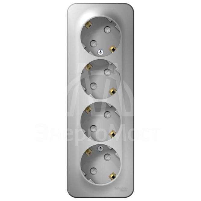 Розетка 4-м ОП BLANCA 16А 250В защ. шторки с заземл. изол. пласт. алюм. SchE BLNRA011413