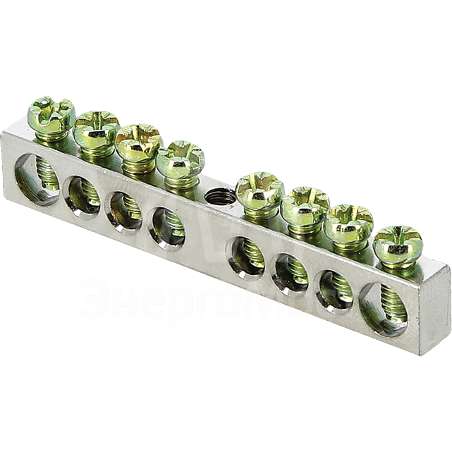 Шина PEN &amp;quot;ноль-земля&amp;quot; 6х9 8 отв. никель крепеж по центру PROxima EKF sn1-63-08