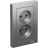 Розетка 2-м AtlasDesign 16А без заземл. в сборе сталь SchE ATN000920