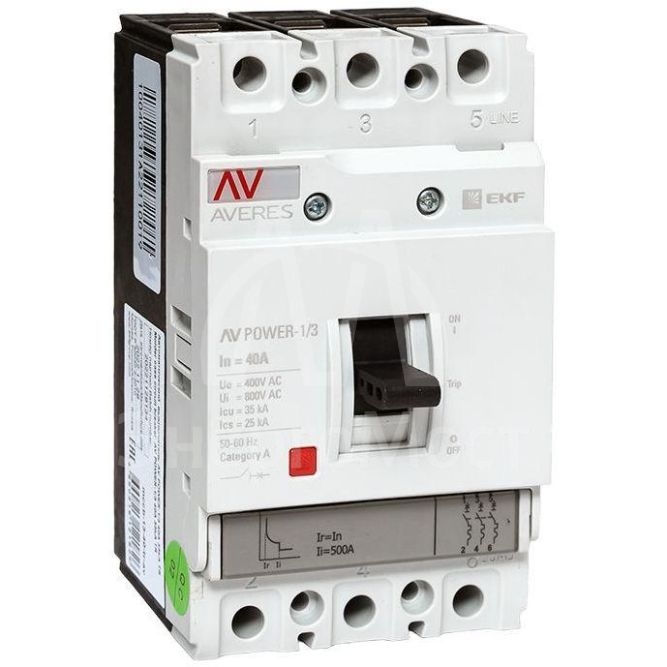 Выключатель автоматический 3п 40А 35кА AV POWER-1/3 TR AVERES EKF mccb-13-40-TR-av