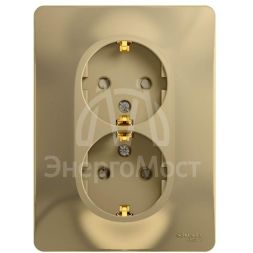 Розетка 2-м СП Glossa защ. шторки в сборе с заземл. в сборе титан SchE GSL000426