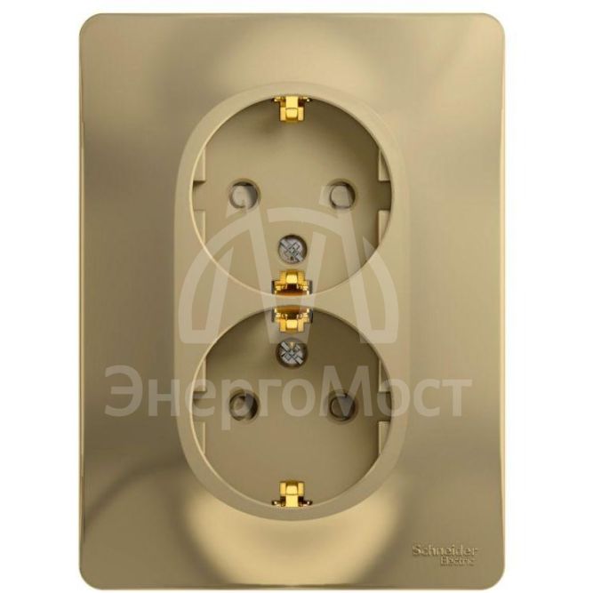 Розетка 2-м СП Glossa защ. шторки в сборе с заземл. в сборе титан SchE GSL000426