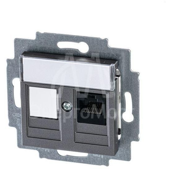 Розетка информационная Levit RJ45 кат. 5e и заглушка сталь ABB 2CHH295117A6069