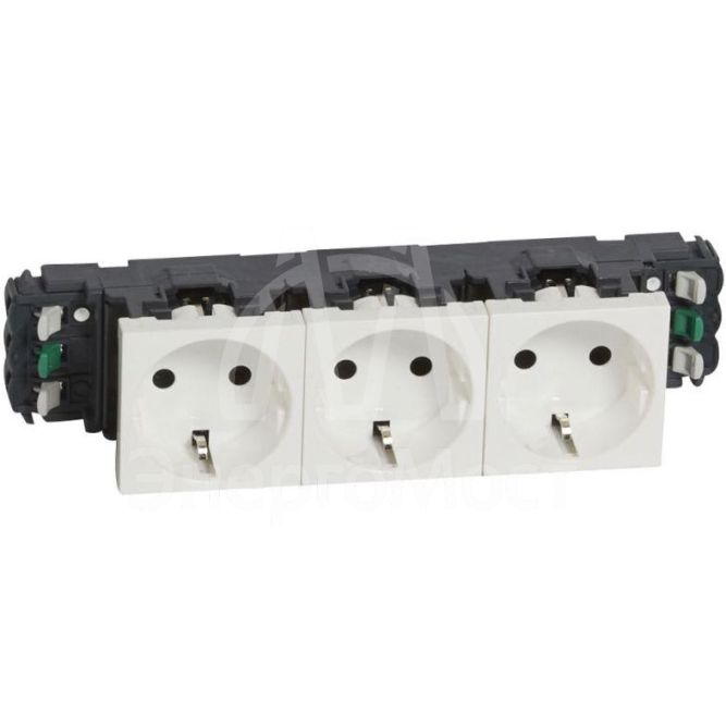 Механизм розетки 3-м СП Mosaic New 6мод. для кабель-канала DLP с заземл. бел. Leg 077403