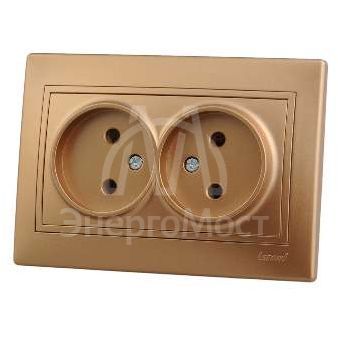 Розетка 2-м СП Мира 16А IP20 без заземл. керам. метал. зол. LEZARD 701-1313-128