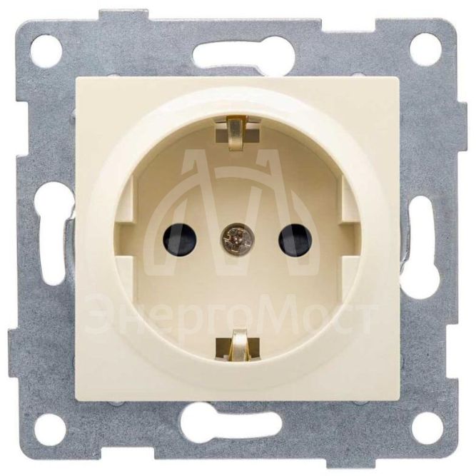 Розетка 1-м СП Ugra 16А 250В с заземл. защ. шторки механизм беж. GUSI С11Р4-003