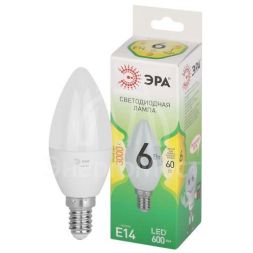 Лампа светодиодная GREEN LINE B35-6W-830-E14 GL 6Вт свеча 3000К свет тепл. E14 Эра Б0067122