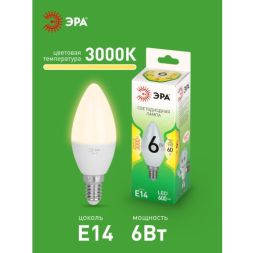 Лампа светодиодная GREEN LINE B35-6W-830-E14 GL 6Вт свеча 3000К свет тепл. E14 Эра Б0067122