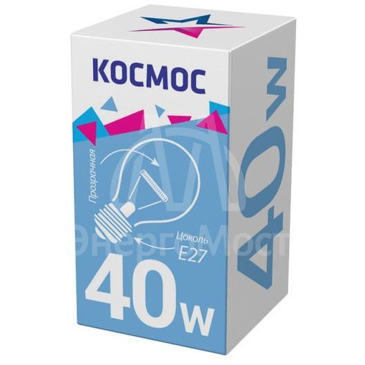 Лампа накаливания A50/A55 40Вт E27 220-240В прозр. КОСМОС LKsmSt55CL40E27v2