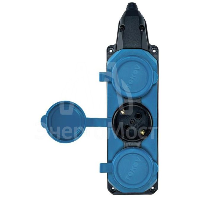 Колодка удлинителя 3-м с заземл. 16А IP44 каучук син. TOKOV TKE-C08-KK3-Z