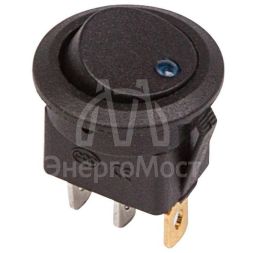 Выключатель клавишный круглый 12В 16А (3с) ON-OFF черн. с син. подсветкой (RWB-215 MIRS-101Е-8С/D) Rexant 36-2581