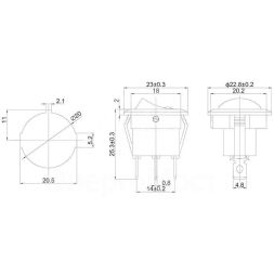 Выключатель клавишный круглый 12В 16А (3с) ON-OFF черн. с син. подсветкой (RWB-215 MIRS-101Е-8С/D) Rexant 36-2581