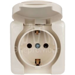 Розетка 1-м ОП с крышкой VIOLA с заземл. крем. LEZARD 751-0300-123