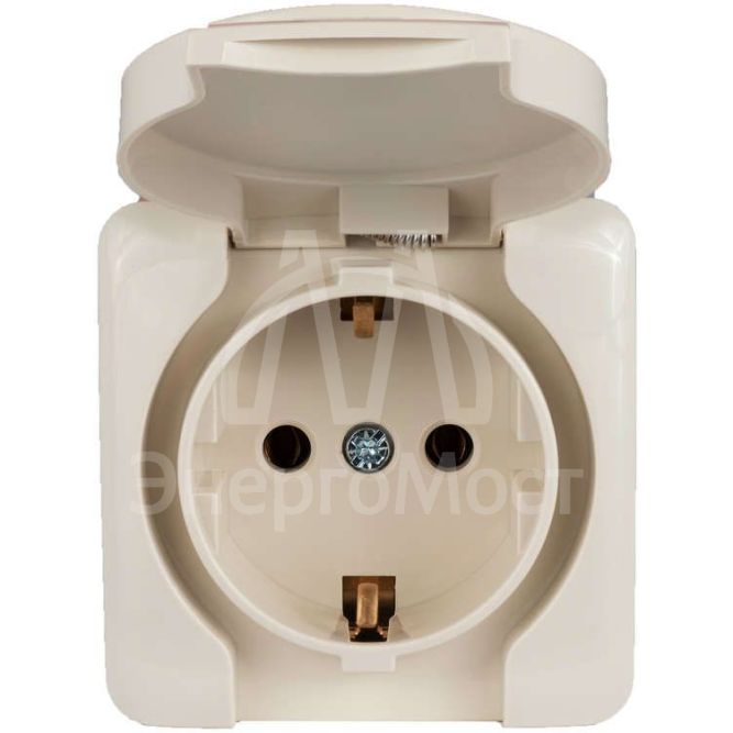 Розетка 1-м ОП с крышкой VIOLA с заземл. крем. LEZARD 751-0300-123