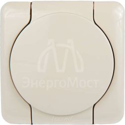 Розетка 1-м ОП с крышкой VIOLA с заземл. крем. LEZARD 751-0300-123