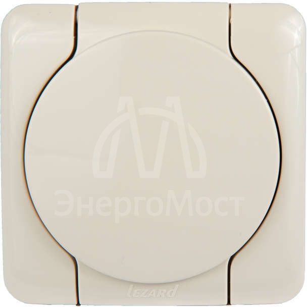 Розетка 1-м ОП с крышкой VIOLA с заземл. крем. LEZARD 751-0300-123