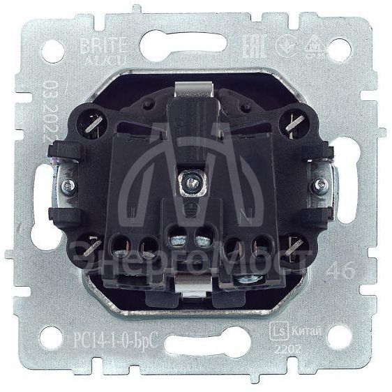 Розетка 1-м СП BRITE РС14-1-0-БрС 16А с заземл. защ. шторки сталь IEK BR-R14-16-K46