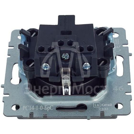 Розетка 1-м СП BRITE РС14-1-0-БрС 16А с заземл. защ. шторки сталь IEK BR-R14-16-K46