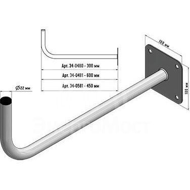 Кронштейн эфирный Г-образный 60см Rexant 34-0481