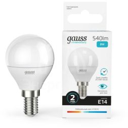 Лампа светодиодная Elementary Globe E14 8Вт 4100К Gauss 53128