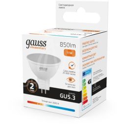 Лампа светодиодная Elementary 11Вт MR16 софит 3000К тепл. бел. GU5.3 850лм GAUSS 13511