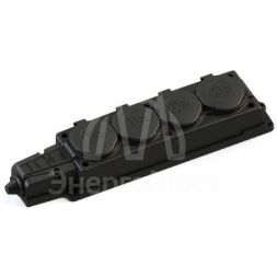 Колодка MultiSet 4х розетка 2К+З 16А/250В IP44 каучуковая черн. SE MST4104BK
