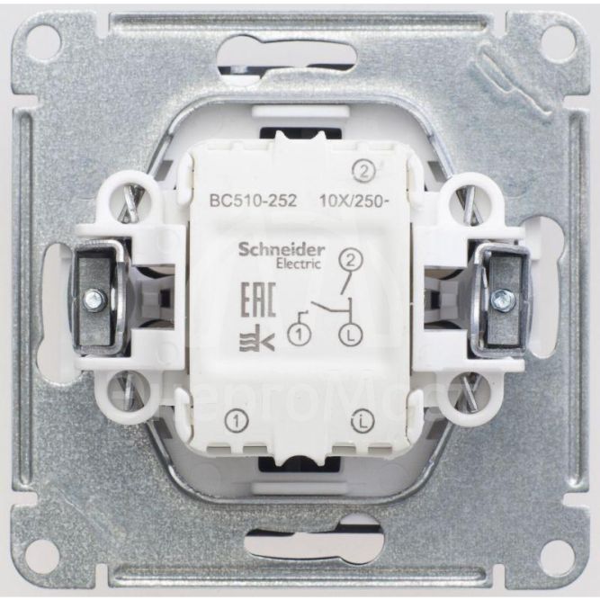 Выключатель 2-кл. СП W59 10А IP20 10AX механизм черн. бархат SE VS510-252-6-86