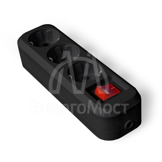 Колодка удлинителя 3-м с заземл. с выкл. АБС-пластик черн. UNIVersal 1310