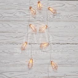 Гирлянда светодиодная &amp;quot;Кристаллы бронзовые&amp;quot; 1.5м 10LED тепл. бел. 0.1Вт IP20 провод ПВХ прозр. элементы питания 2хAA (не в компл.) Neon-Night 304-019