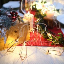 Гирлянда светодиодная &amp;quot;Кристаллы бронзовые&amp;quot; 1.5м 10LED тепл. бел. 0.1Вт IP20 провод ПВХ прозр. элементы питания 2хAA (не в компл.) Neon-Night 304-019