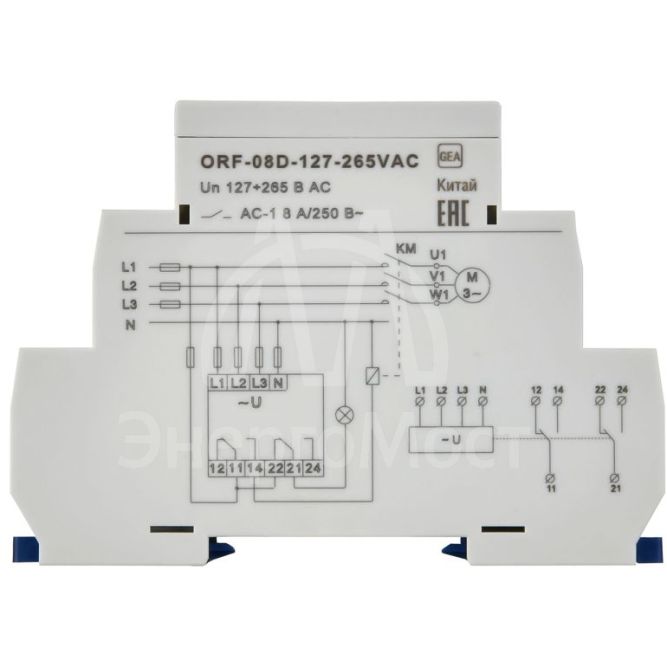 Реле фаз ORF-08D 3ф 2 конт. 127-265В AC с контр. нейтр. ONI ORF-08D-127-265VAC