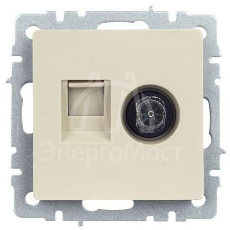 Розетка компьютерная + телевизионная 2-м Brite РТВ/РК12-БрКр RJ45 кат.5E + TV беж. IEK BR-AK20-1-K10
